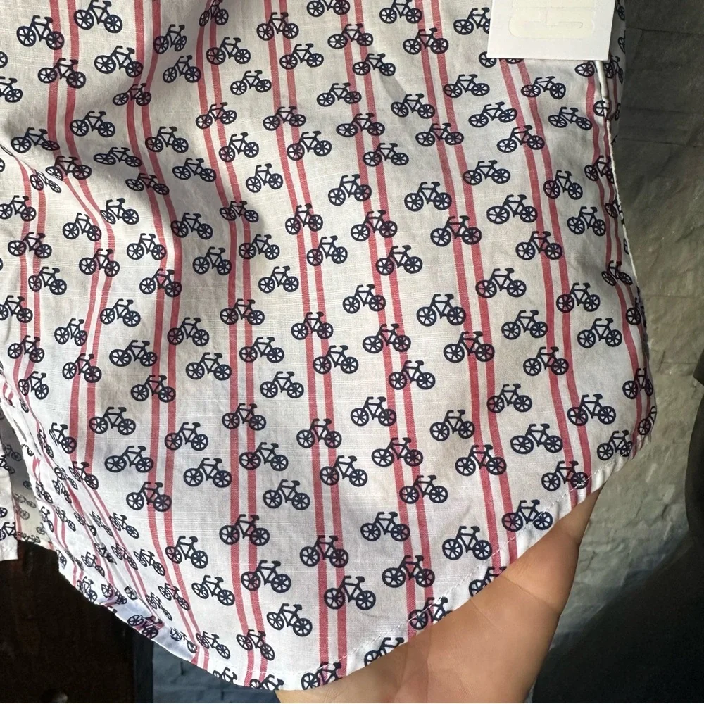 GRAYSON “The Hero” Size 1 Bicycle Print Cotton Button Down New without Tags - Picture 7 of 8